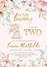Load image into Gallery viewer, Some Bunny is Two Pink Spring Birthday Invitation