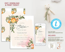 Load image into Gallery viewer, A Little Cutie Editable Baby Shower Invitation Set in Pink