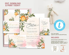 Load image into Gallery viewer, A Little Cutie Editable Baby Shower Invitation Set in Pink