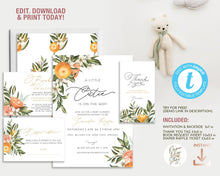Load image into Gallery viewer, A Little Cutie Editable Baby Shower Invitation Set