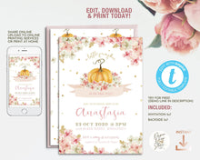 Load image into Gallery viewer, A little Pumpkin Floral Baby Shower Invitation