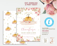 Load image into Gallery viewer, A little Pumpkin Floral Baby Shower Invitation
