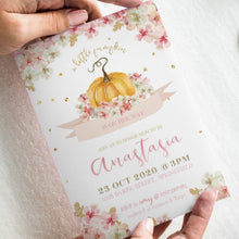 Load image into Gallery viewer, A little Pumpkin Floral Baby Shower Invitation