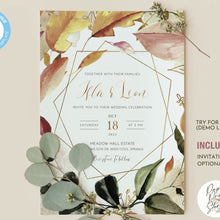Load image into Gallery viewer, Autumn Leaves Wedding Invitation - AGAVE