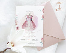 Load image into Gallery viewer, Baby Girl Cute Dress Shower Invitation