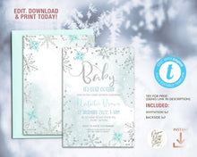 Load image into Gallery viewer, Baby It's Cold Outside Baby Boy Shower Invitation