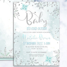 Load image into Gallery viewer, Baby It's Cold Outside Baby Boy Shower Invitation
