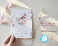 Load image into Gallery viewer, Baby Shoes & Butterfly Editable Girl Shower Invitation