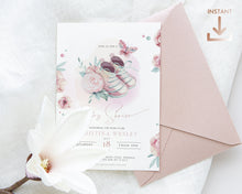 Load image into Gallery viewer, Baby Shoes & Butterfly Editable Girl Shower Invitation