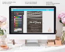 Load image into Gallery viewer, Barn Wood & String Lights Rustic Wedding Invitation Suite