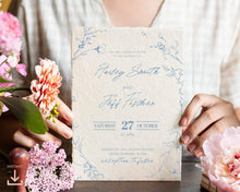 Load image into Gallery viewer, Blue floral Wedding Invitation Suite - NERISSA