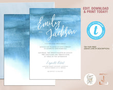 Load image into Gallery viewer, Blue Ocean Watercolor Wedding Invitation Suite - MARINA