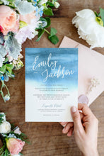 Load image into Gallery viewer, Blue Ocean Watercolor Wedding Invitation Suite - MARINA
