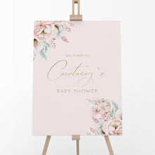 Load image into Gallery viewer, Blush Floral Bunny Baby Girl Shower Welcome Board