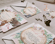 Load image into Gallery viewer, Blush Floral Woodland Baby Shower Invitation Set
