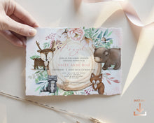 Load image into Gallery viewer, Blush Floral Woodland Baby Shower Invitation Set