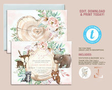 Load image into Gallery viewer, Blush Floral Woodland Baby Shower Invitation Set
