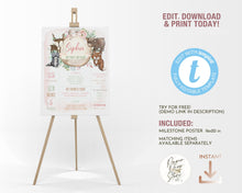 Load image into Gallery viewer, Blush Floral Woodland First Birthday Milestone Board