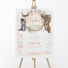Load image into Gallery viewer, Blush Floral Woodland First Birthday Milestone Board