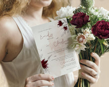 Load image into Gallery viewer, Blush Pink and Burgundy Botanical Wedding Invitation Suite - ROSALIE