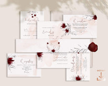 Load image into Gallery viewer, Blush Pink and Burgundy Botanical Wedding Invitation Suite - ROSALIE