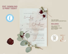 Load image into Gallery viewer, Blush Pink and Burgundy Botanical Wedding Invitation Suite - ROSALIE