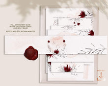 Load image into Gallery viewer, Blush Pink and Burgundy Botanical Wedding Invitation Suite - ROSALIE