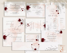 Load image into Gallery viewer, Blush Pink and Burgundy Botanical Wedding Invitation Suite - ROSALIE