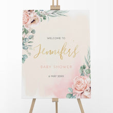 Load image into Gallery viewer, Blush Pink Floral Baby Girl Shower Welcome Board - ROSANNA