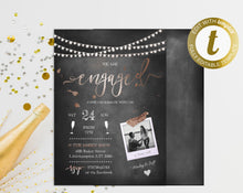 Load image into Gallery viewer, Chalkboard & String Lights Engagement Party Invitation