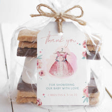 Load image into Gallery viewer, Cute Pink Dress Baby Girl Shower Favor Tag