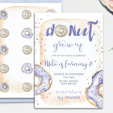 Load image into Gallery viewer, Donut Grow Up Birthday Invitation in Blue