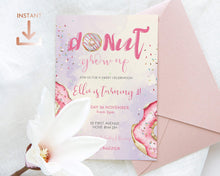 Load image into Gallery viewer, Donut Grow Up Birthday Invitation in Pink