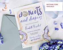 Load image into Gallery viewer, Donuts and Diapers Baby Girl Shower Invitation