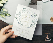 Load image into Gallery viewer, Dusty Blue and Sage Wedding Invitation Suite - PORTIA