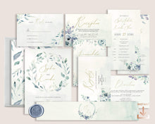 Load image into Gallery viewer, Dusty Blue and Sage Wedding Invitation Suite - PORTIA