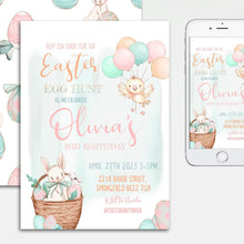 Load image into Gallery viewer, Easter Egg Hunt Birthday Girl Party Invitation