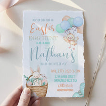 Load image into Gallery viewer, Easter Egg Hunt Birthday Party Bunny Invitation