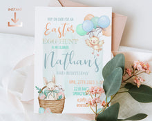 Load image into Gallery viewer, Easter Egg Hunt Birthday Party Bunny Invitation