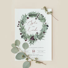Load image into Gallery viewer, Evergreen Holly Berries Christmas Wedding Invitation - CAROL