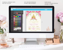 Load image into Gallery viewer, Fairytale Floral Castle Cinderella Baby Shower Invitation