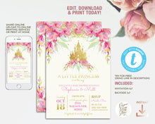 Load image into Gallery viewer, Fairytale Floral Castle Cinderella Baby Shower Invitation