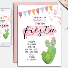 Load image into Gallery viewer, Fiesta Birthday Invitation in Pink