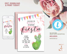 Load image into Gallery viewer, Fiesta Birthday Invitation in Pink