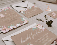 Load image into Gallery viewer, Floral Bunny Baby Girl Shower Invitation Set in Kraft Brown