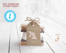 Load image into Gallery viewer, Floral Bunny Baby Girl Shower Invitation Set in Kraft Brown