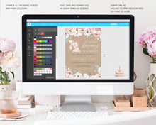 Load image into Gallery viewer, Floral Bunny Baby Girl Shower Welcome Board in Kraft Brown