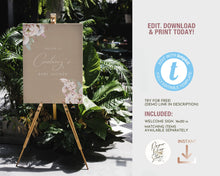 Load image into Gallery viewer, Floral Bunny Baby Girl Shower Welcome Board in Kraft Brown