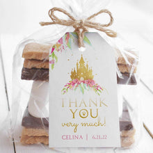 Load image into Gallery viewer, Floral Princess Baby Shower Printable Favor Tag, Editable Cinderella Thank you Gift Tag