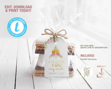 Load image into Gallery viewer, Floral Princess Baby Shower Printable Favor Tag, Editable Cinderella Thank you Gift Tag